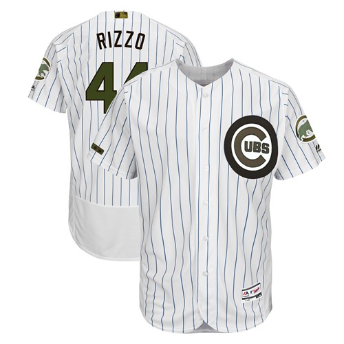 Cubs #44 Anthony Rizzo White(Blue Strip) Flexbase Authentic Collection 2018 Memorial Day Stitched MLB Jersey